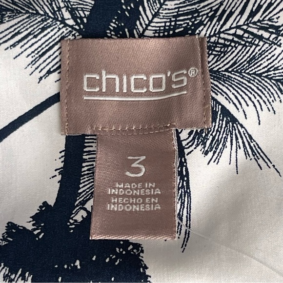 Chico’s Tropical Nights Utility Shirt Women’s Size 3 Regular Size 16 3/4 Sleeves - Picture 8 of 10